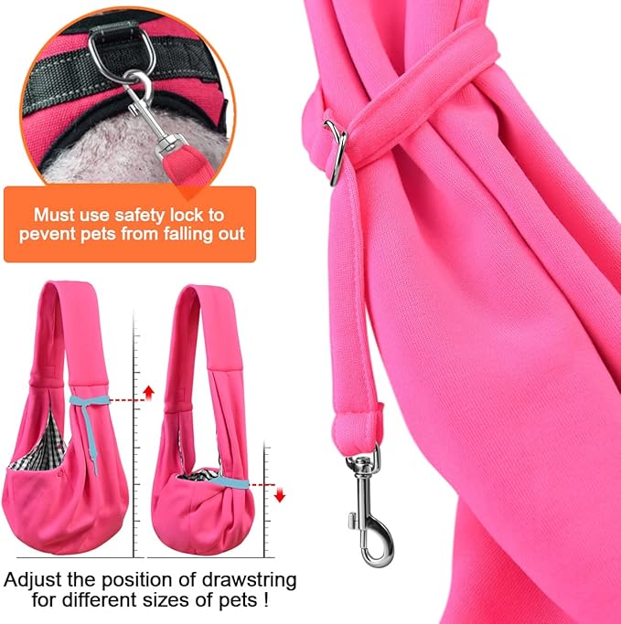 Tomkas Small Dog Sling Carrier - Classic Pocket & Classic Strap - for 3-10 lbs Pets(Rosered)