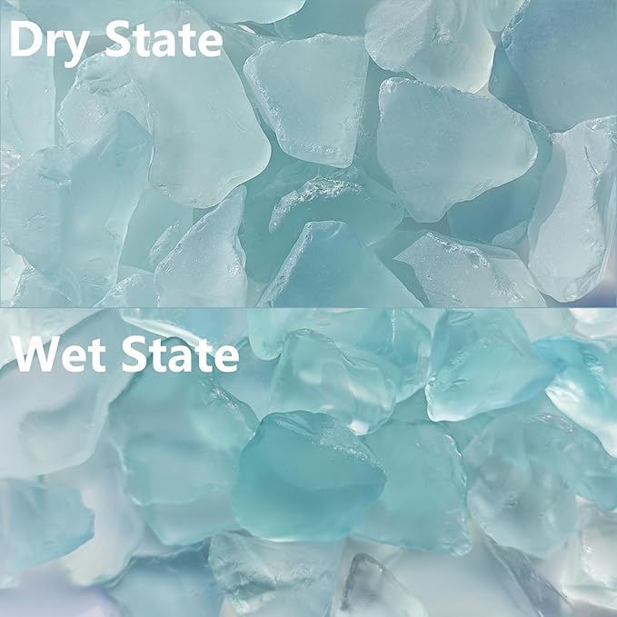 Sea Glass Block - 1LB Turquoise Frosted Sea Glass - Vase Filler and Aquarium Ornament, DIY Craft Supplies for Art, Sea Glass Decor, Beach Weddings, and Home Decor