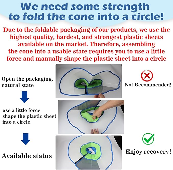 Hard & Heavy Plastic Dog Cone Collar Alternative for Medium Dogs (French Bulldog Dachshund),Pet Neck Head Protective Cone Anti-Lick, Adjustable Elizabethan Recovery Collar Cone of Shame for Healing