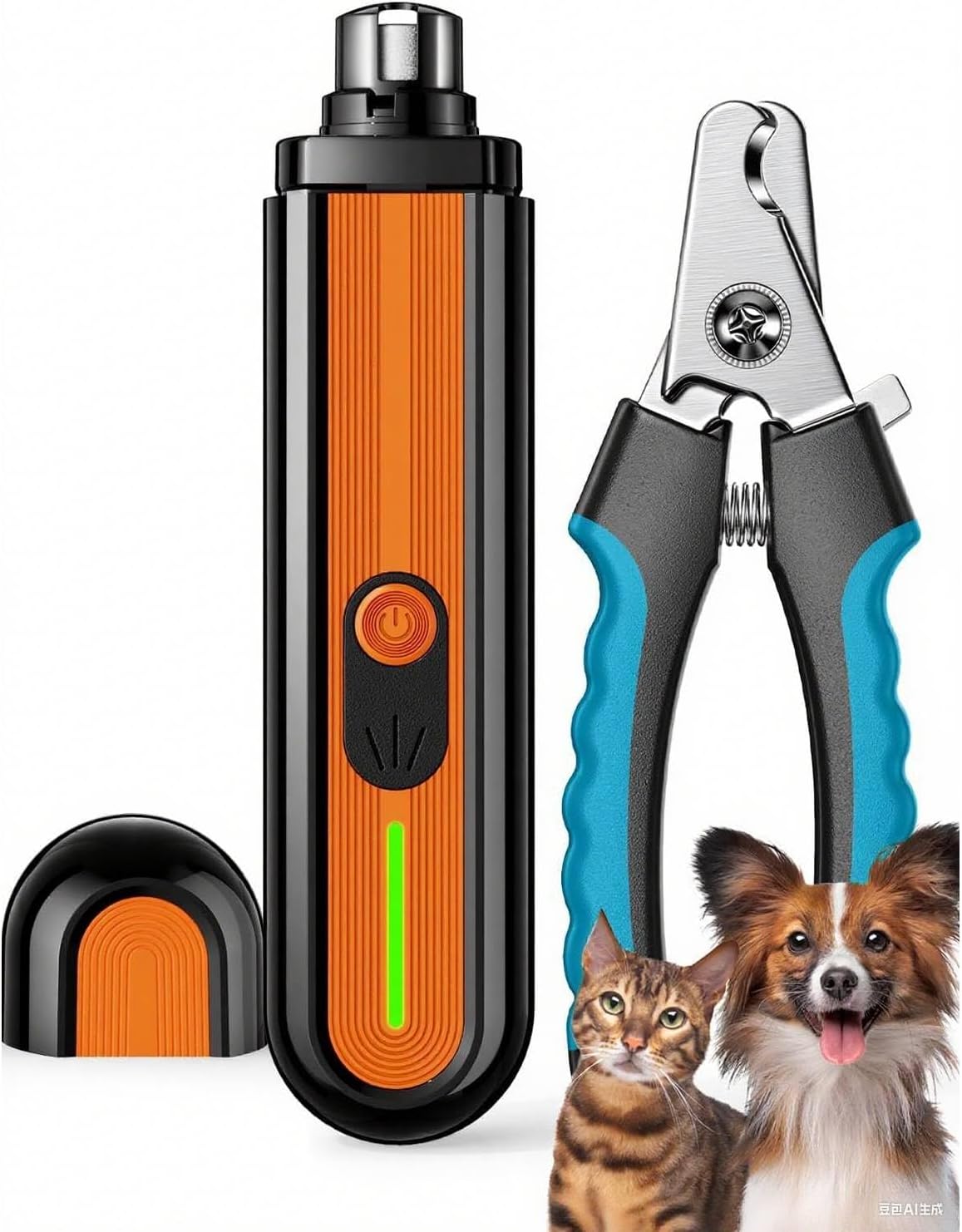 Super Powerful Dog Nail Trimmers and Dog Nail Clippers Combo, Ultra Quiet, 3 Speeds, 4 Bright Lights, with Travel Lock, for Small, Meddium and Large Dogs, Cats and Small Animals