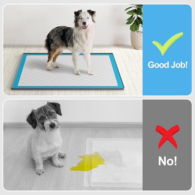 Pee Pad Holder for Dogs,Silicone Dog Puppy Pad Holder, 34 x 28 No Spill Raised Lip High Edge,Portable, Leak-Proof Mat Holder for Dog Training Pads,Square Potty Trays for Home Floor Protection