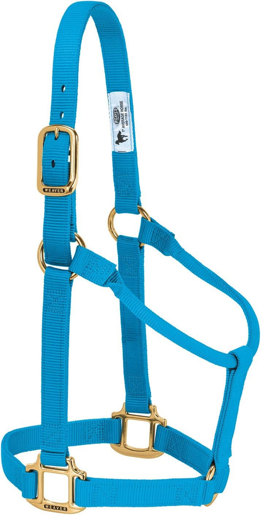Weaver Equine Nylon Horse Halter, Triple-Ply Cheek Design, Original Non Adjustable Halters for Horses, Equine Tack,Average Size, Black