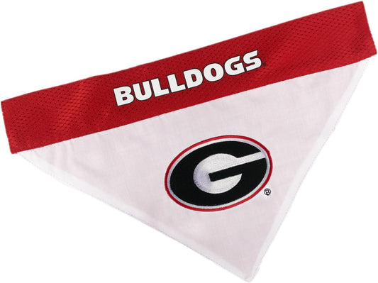 Pets First Collegiate Pet Accessories, Reversible Bandana, Georgia Bulldogs, Large/X-Large,Red/White