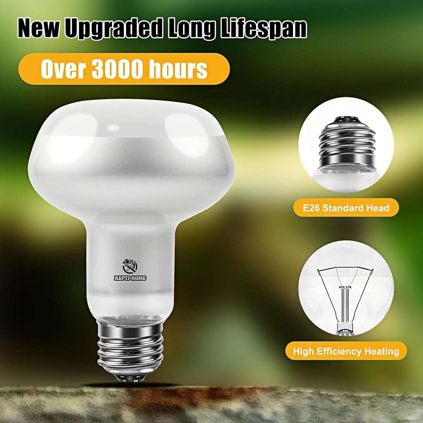 Reptile Heat Lamp 2Pack 75W, Intense Basking Spot Light Bulb with UVA, Simulate Natural Daylight Heat Bulb for Reptile, Turtle, Bearded Dragon, Lizard, Tortoise, Gecko, Snake