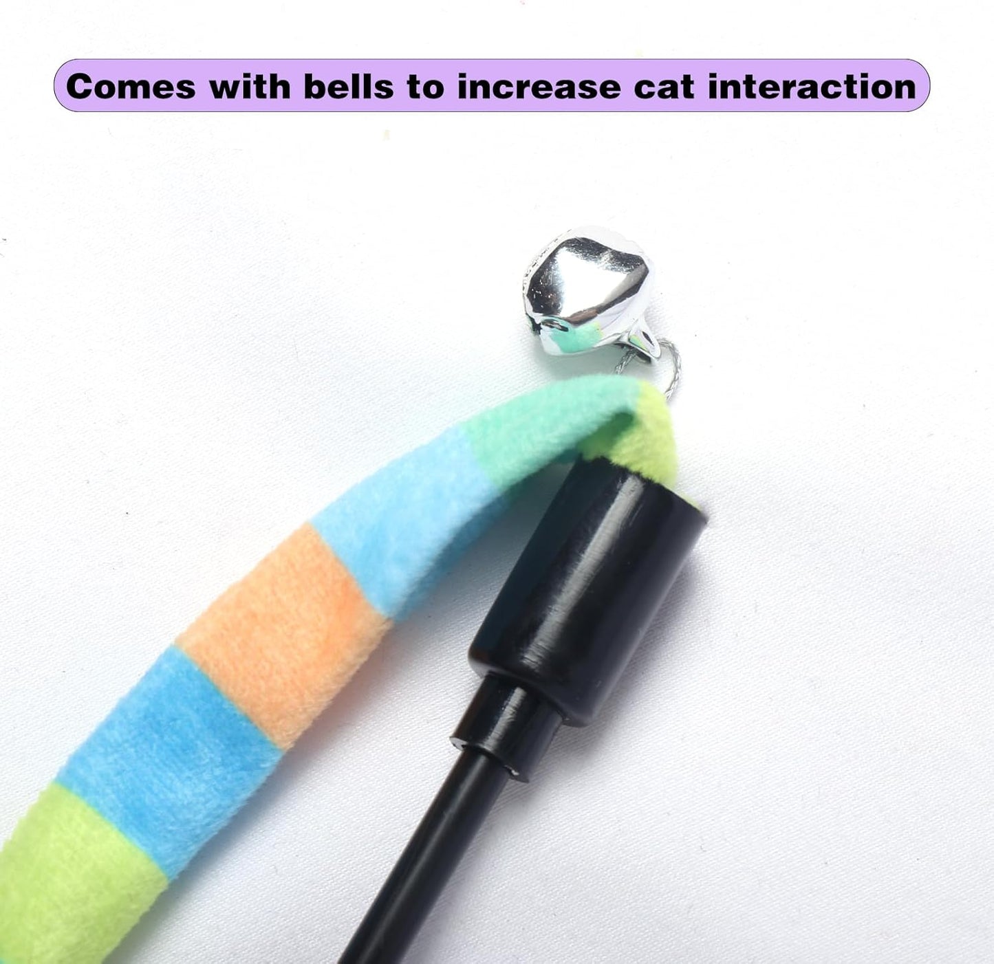 Cat Wand Toys Interactive Kitten Toys Cat Teaser Wand String Feather for Indoor Colorful Ribbon Wands Stick Toy Cat Charmer-3 Packs