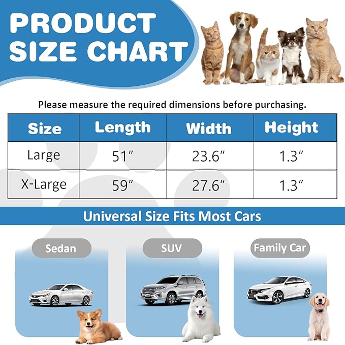 VClife Dog Car Seat Cover for Backseat Extender, Anti Slip Dog Bed Mat Travel Blanket, Pet Friendly Backseat Cover for Cars, SUVs, Small Trucks, Back Seat Extender Protector (Sage Green, 51"×23.6")