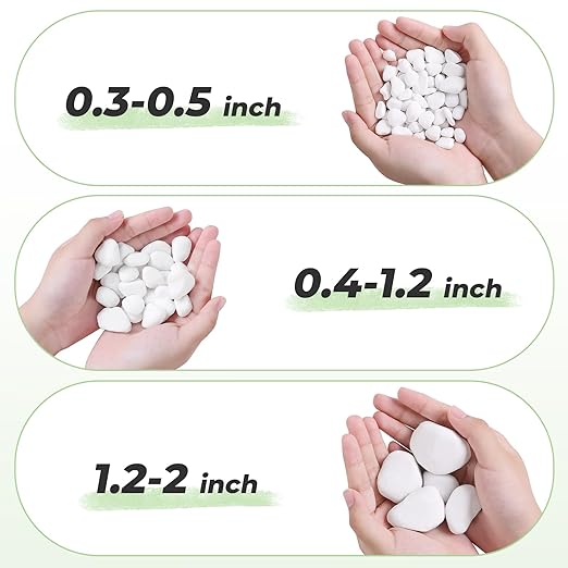 SIDONG 5 lbs White River Rocks, 1.2-2 Inches Pebbles for Indoor Plants, Aquarium Rocks Used in Fish Tank, Decorative Stones for Plants, Vases, Home Décor, Crafting, Garden Landscaping