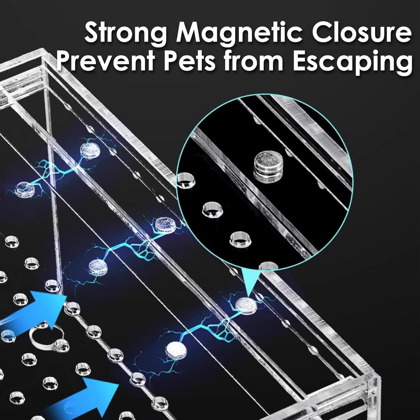 Acrylic Reptile Terrarium Enclosure 9.8" x 5.9" x 5.9" Magnetic Tarantula Breeding Box Transparent Insect Habitat for Jumping Spider Hermit Crab Lizard Sling Isopods Horned Frog Snake Gecko