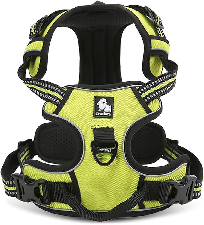 TRUE LOVE Truelove Adjustable No-Pull Dog Harness Reflective Pup Vest Harnesses Comfortable Control Brilliant Colors TLH5651(Neon Yellow,S)