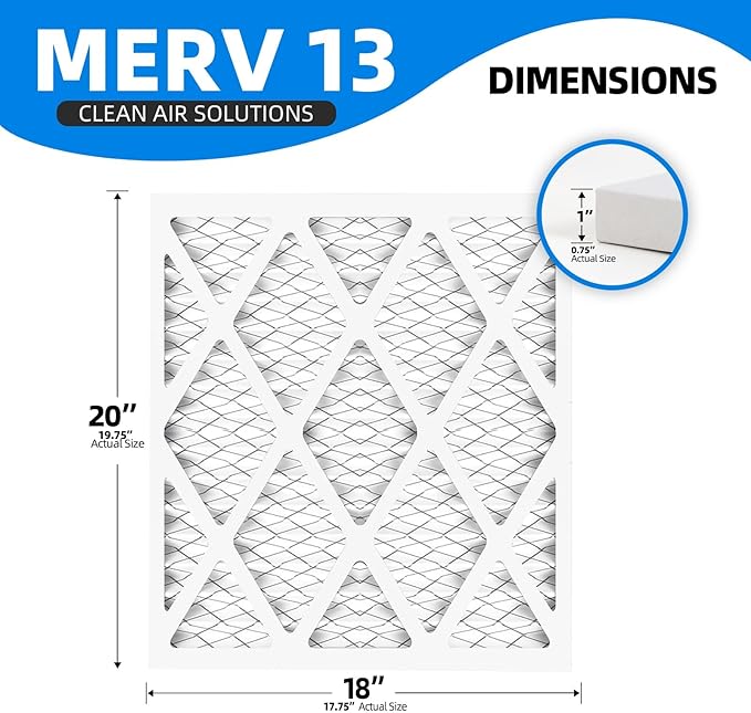 (12 Pack) 18x20x1 Furnace Air Filters, MPR 1900 & FPR 10, MERV 13 Pleated Air Filter (Actual Size: 17.75" x 19.75" x 0.75")