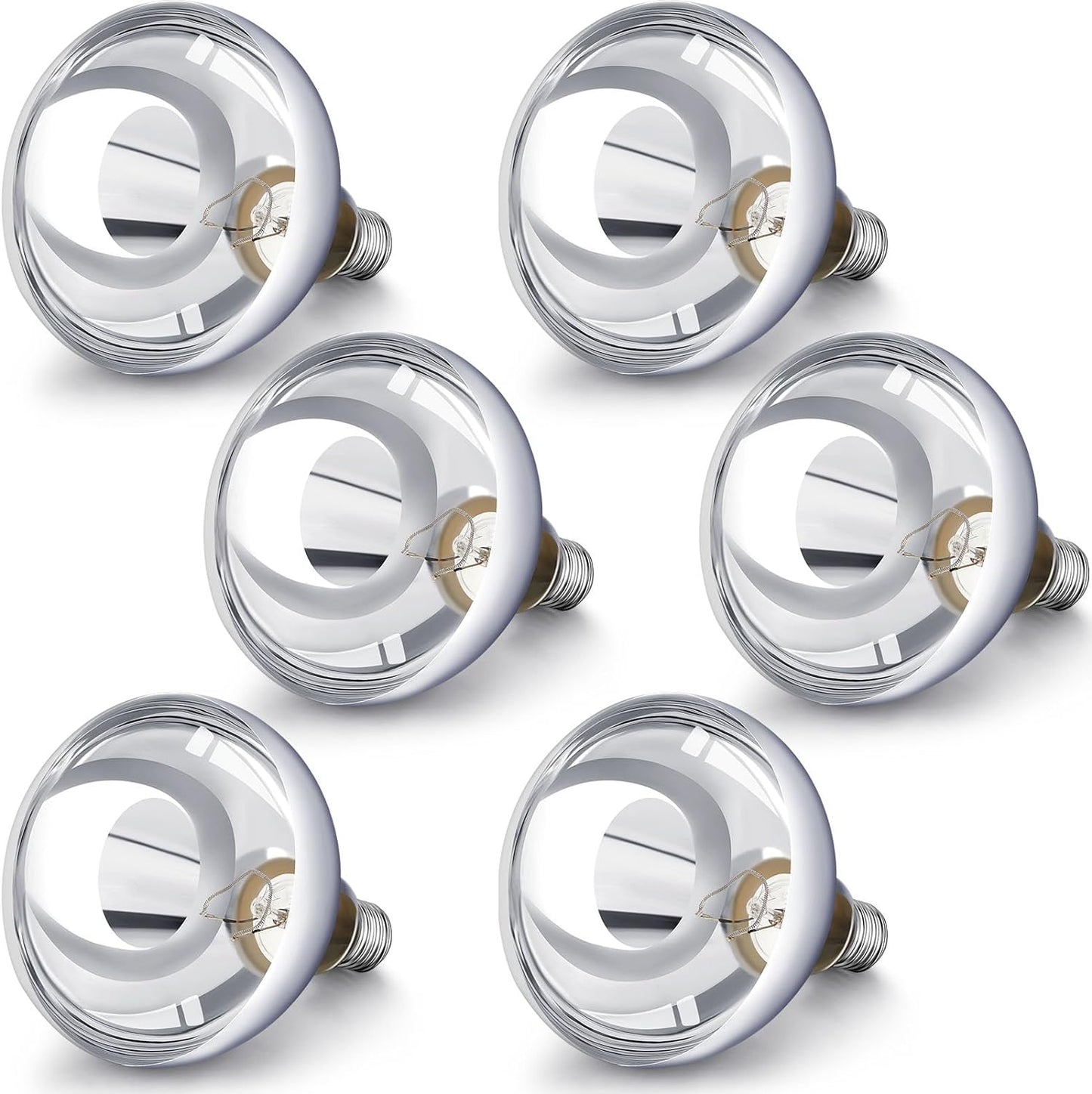 VIHOSE 6 Pack 250 Watt Heat Lamp 120v R40 Heat Lamp Bulbs Glass Incandescent Light Bulbs Incandescent Heating Lightbulbs for Reptiles Chicks Food Puppies Bathroom, Use E26 Base (Silver)