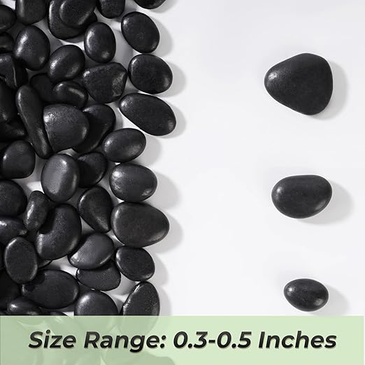 SIDONG 10 LB Black River Rocks, 0.3-0.5 Inches High Polished Pebbles for Indoor Plants, Aquarium Rocks Used in Fish Tank, Decorative Stones for Plants, Vases, Home Décor, Crafting, Garden Landscaping