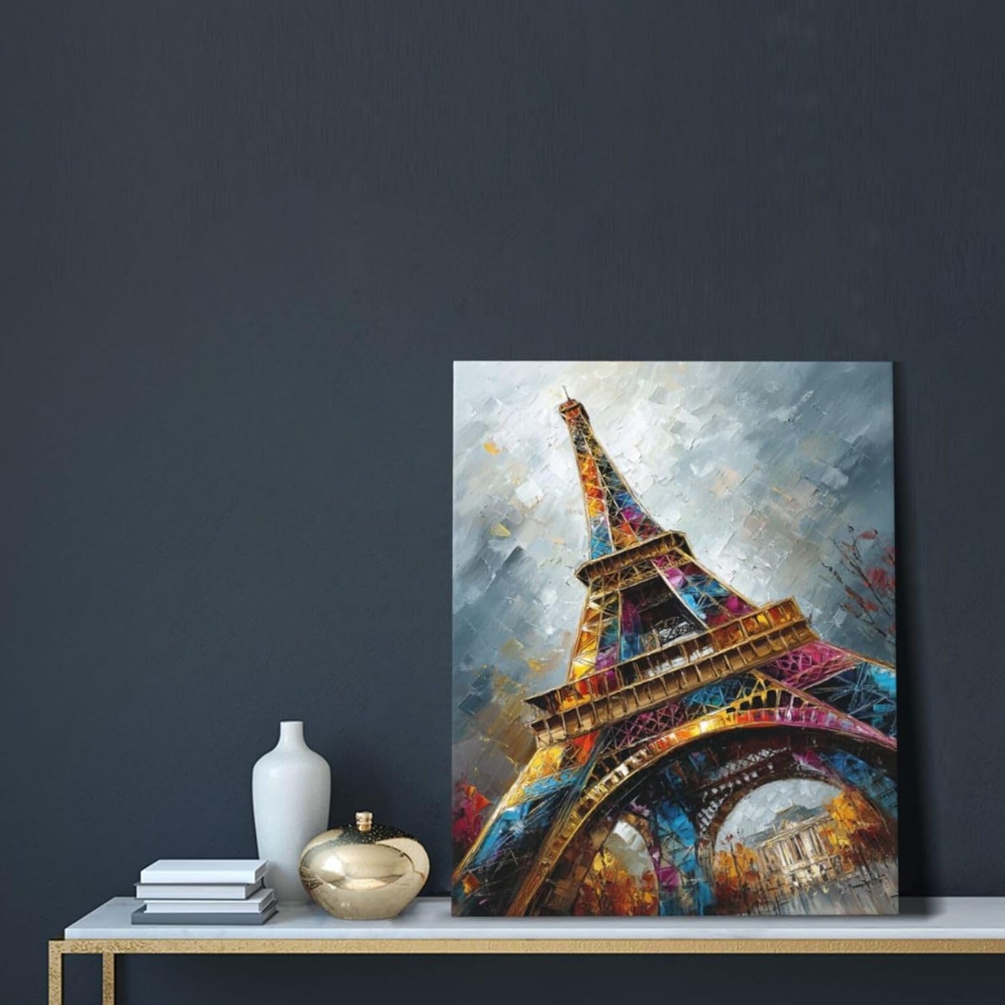 Paris Eiffel Tower Wall Art Paris Architecture Canvas Wall Decor Europe City Eiffel Tower Pictures Painting Print Artwork Framed Decorations Gifts for Living Room Bedroom Office 16"x20"