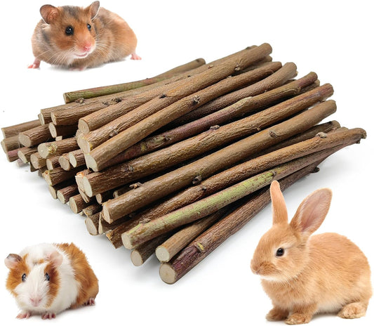 250g Natural Peach Wood Chew Sticks for Rabbits, Hamsters, Chinchillas - Extra Hard Teeth Grinding Toy | Untreated, Safe & Long-Lasting Rodent Chews