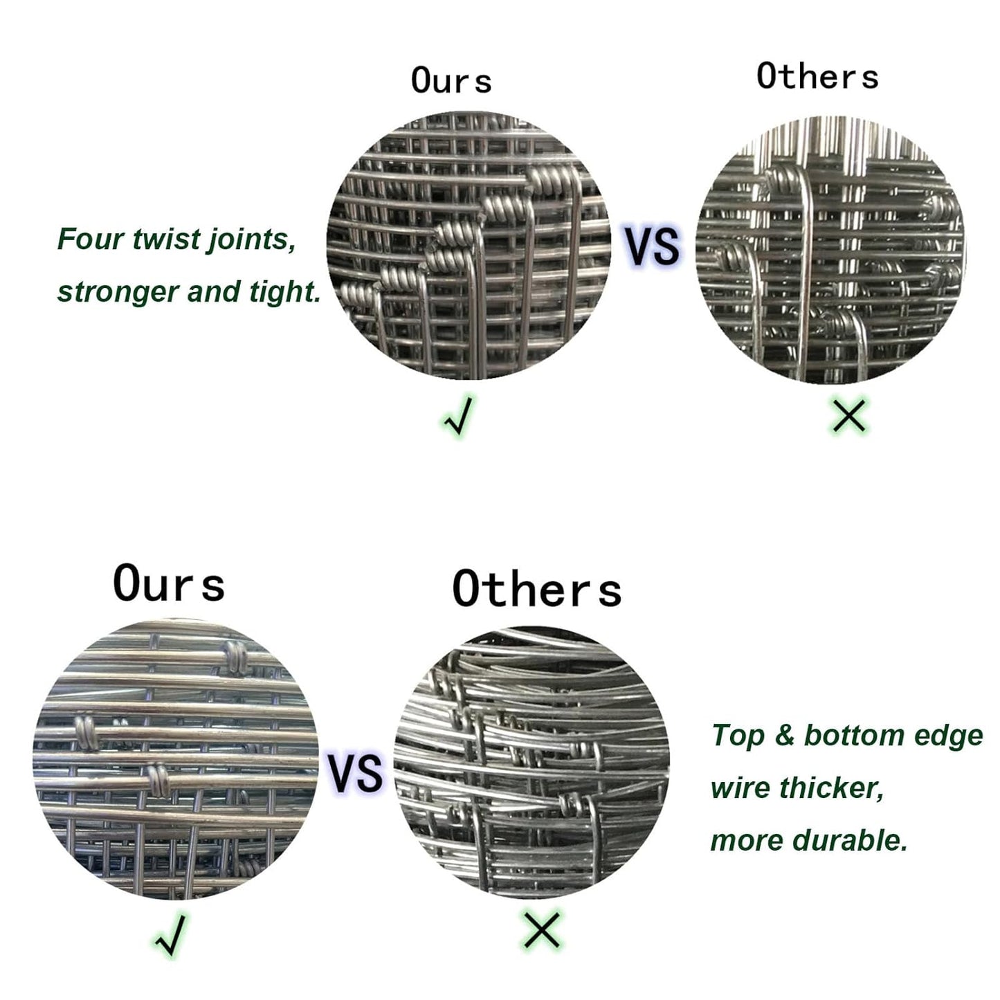 Farm Fence 5x164FT, Galvanized Wire Fencing, Zinc Coated Cattle Fences Used to Hog Goat Fencing for Yard Garden and Field
