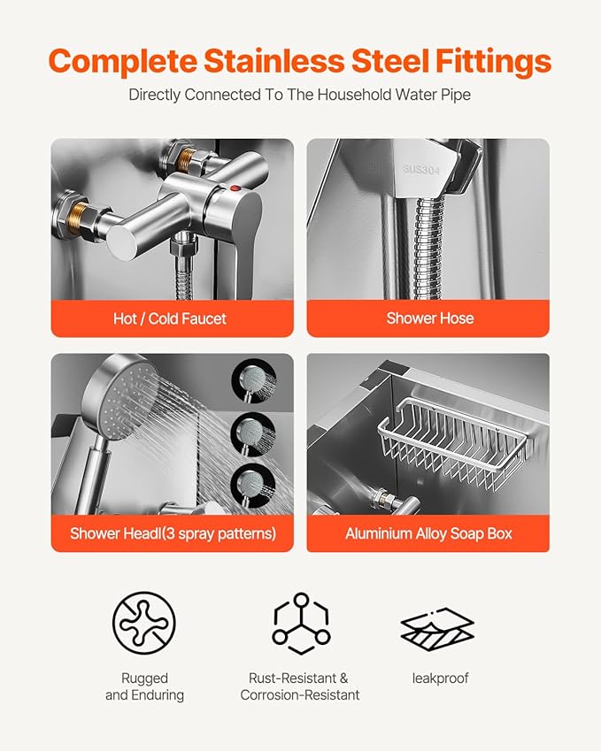 VEVOR Stainless Steel Dog Washing Station, 38 inch Pet Grooming Tub w/Storage Stairs, Faucet & Showerhead & Soap Holder Dog Bathtub for Medium & Small Pets (Right Door)