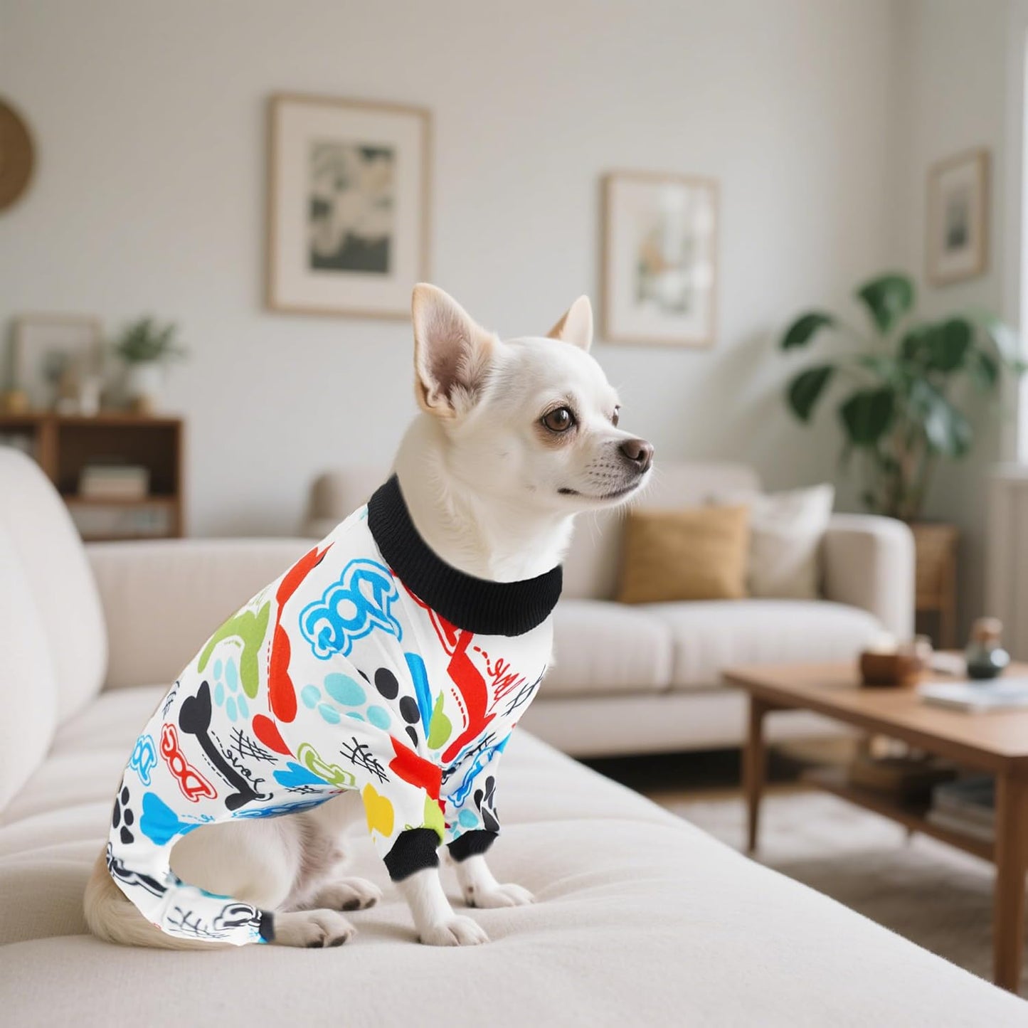 2PCS Dog Pajamas for XXL Sized Dog Pjs Clothes Puppy Onesies Outfits Pet Jammies Boy Girl Male Female Apparel Soft Strechy Paw Bone Print XXL