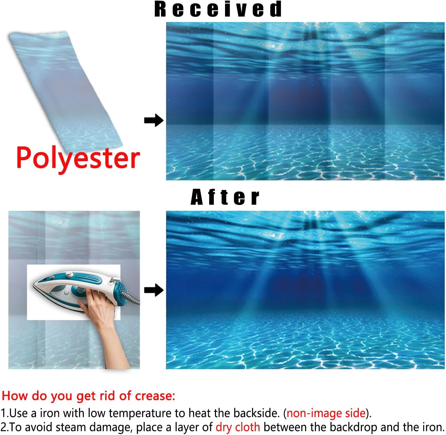 Natural Undersea Aquarium Background, Underwater Ocean Sunlight Fish Tank Background 30X18IN with 8 EVA Double-Sided Tape