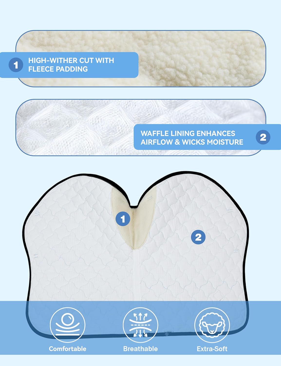 Close Contact Non-Slip Design Horse Riding Pad Moisture-Wicking Shock Absorbing English Saddle Pad for Horses