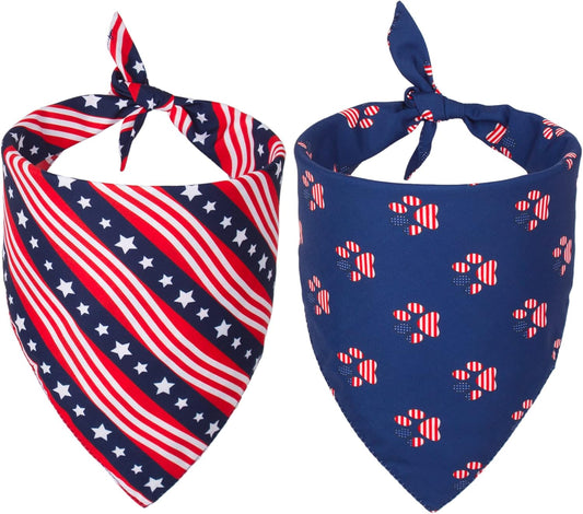 PTDECOR American US Flag Dog Bandana 4th of July Dog Bandanas Reversible Triangle Pet Bibs Scarf for Large and Extra Large Dogs (Style 1, X-Large)