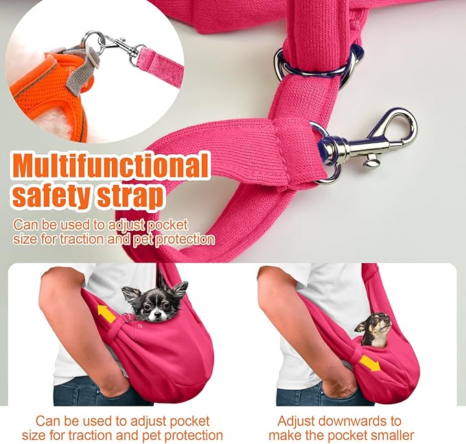 Tomkas Dog Sling Carrier for Small Dogs Puppy Carrier for Small Dogs (Rose red, for Pets Weight 2-7 lbs)
