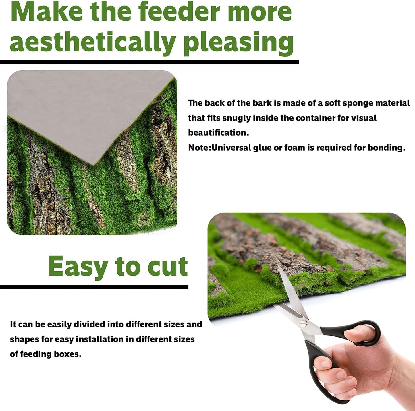 15.75x11.81in Reptile Terrarium Cork Background,Bearded Dragon Tank Bark Backdrop Wall Decor with Artificial Moss for Gecko Lizard Tortoise Frog Chameleon(2Pcs)