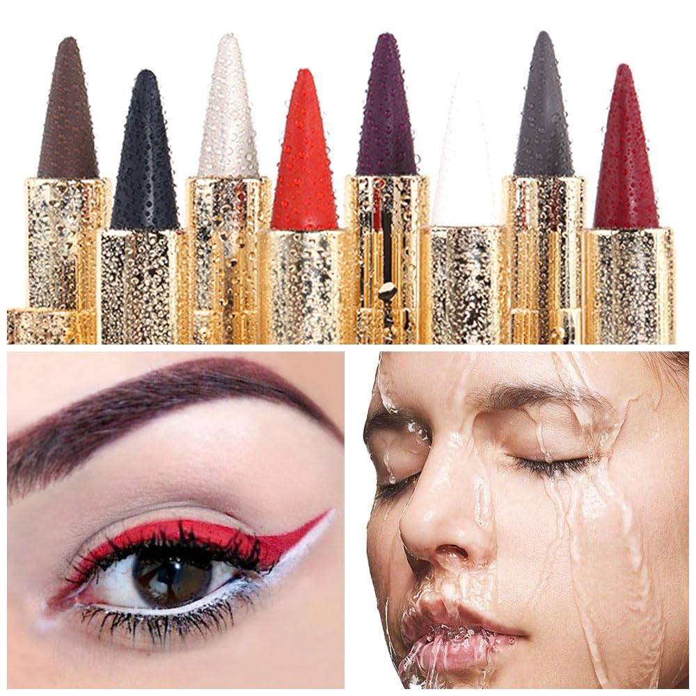evpct 1Pcs Red Gel Eyeliner Pencil Eye Black Face Paint Stick Makeup Set Waterproof Matte Cream Crayon Eyeliner Pencil Set Cat Eye Liners Eyeshadow Guide delineador de ojos contra el agua
