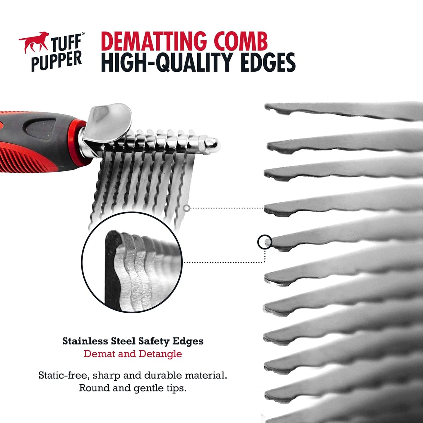 Dematting Comb For Dogs & Cats – Detangling Brush Tool For Dogs Easily & Safely Remove Dead, Matted Or Knotted Hair | Ergonomic, No-Slip Safety Handle for Precision Control | For Poodles & Curly Hair