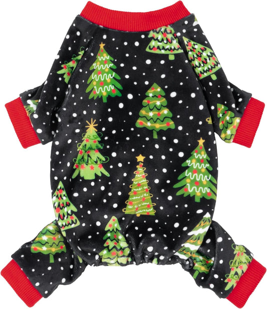 Fitwarm Christmas Tree Dog Pajamas, Christmas Clothes for Small Dogs Boy Girl, Holiday Pet Outfit, Black, Red, Green, Yellow, Large