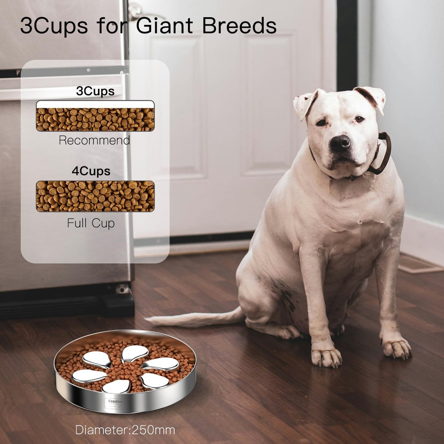 Slow Feeder Dog Bowls Large Breed 3Cups, Food Grade 304 Stainless Steel Dog Bowls with Non-Slip Base, Maze Pet Dish to Slow Down Eating, Metal Slow Feeder Dog Bowl