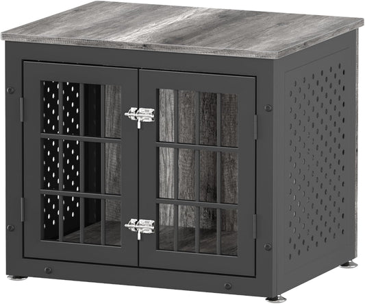 26" Heavy Duty Dog Crate Furniture for Small Dogs, Metal Kennel for High Anxiety Dogs, Chew Proof Pet Cage Indoor, Decorative Dog Kennel End Table