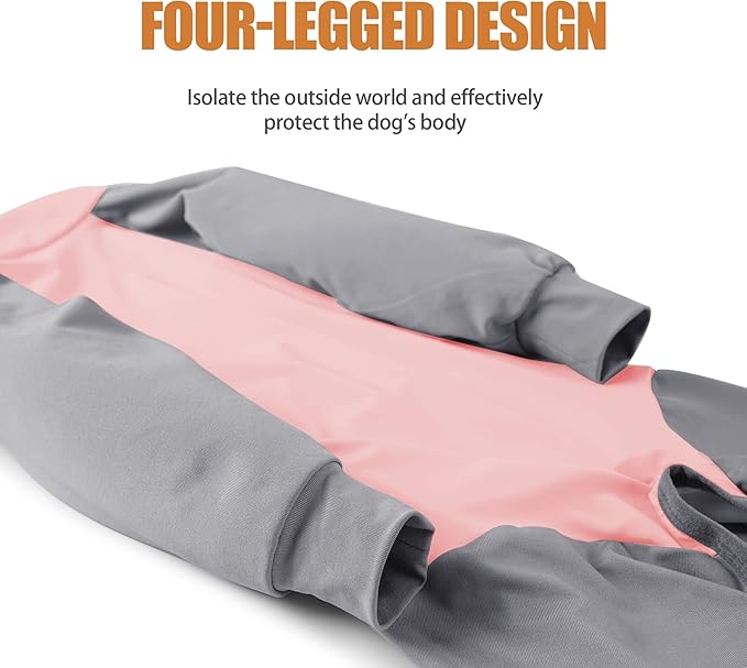 Dog Recovery Suit, Abdominal Wound After Surgery Wear, Prevent Licking Wounds, E-Collar & Cone Alternatives, Long Sleeve Postoperative Shirts Dog Bodysuit Prevent Shedding(Medium, Pink)