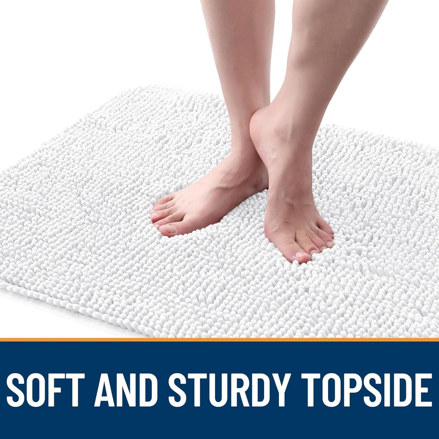 OLANLY Dog Door Mat for Muddy Paws 70x24, Absorbs Moisture and Dirt, Absorbent Non-Slip Washable Doormat, Quick Dry Chenille Mud Mat for Dogs, Entry Indoor Entryway Carpet for Inside Floor, White