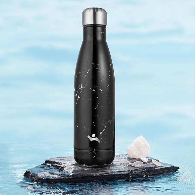 Insulated Water Bottles,17 oz Double Wall Stainless Steel Vacumm Metal Flask for Sports Travel,Marble Midnight