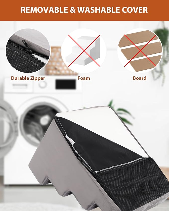 Dog Stairs for Small Dogs,22" 5-Step Pet Stairs for High Beds and Couches，Dog Steps with Non-Slip Bottom and High-Density Foam Indoor Outdoor,Grey