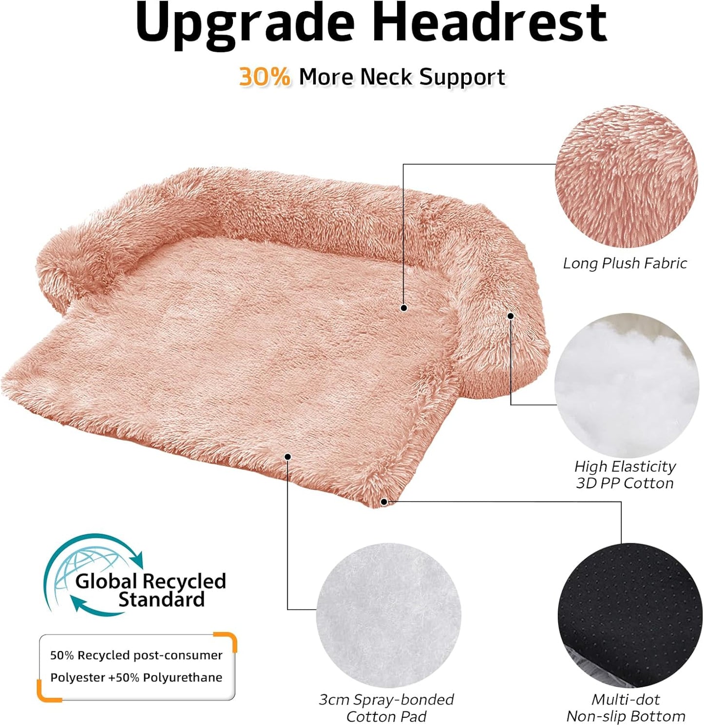 GGIB Calming Dog Bed Fluffy Plush Dog Mat for Furniture Protector with Removable Washable Cover for Large Medium Small Dogs and Cats (XS (31"x23.5"x5"), Pink)