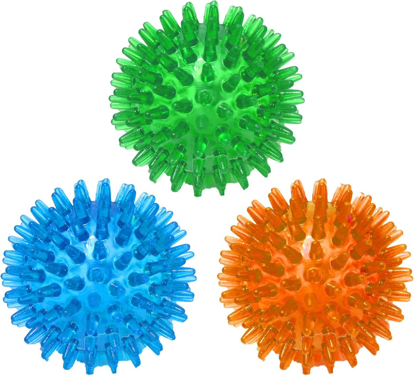 Jalousie Dog Squeaky Toys Value Set Non-Toxic Squeaky Balls Toss Fetch TPR Rubber Puppy Toys Spikey Dog Chew Toy for Small Medium Breed Pet Toys for Puppy (3 Pack Spiky Balls)