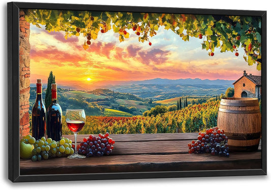 Large Sunrise Landscape Wall Art for Living Room, Sunset Scenery Canvas Oversized Wall Decor for Dining Room, Aesthetics Framed Pictures Painting Print Artwork for Bedroom Office 36L" x 24W"