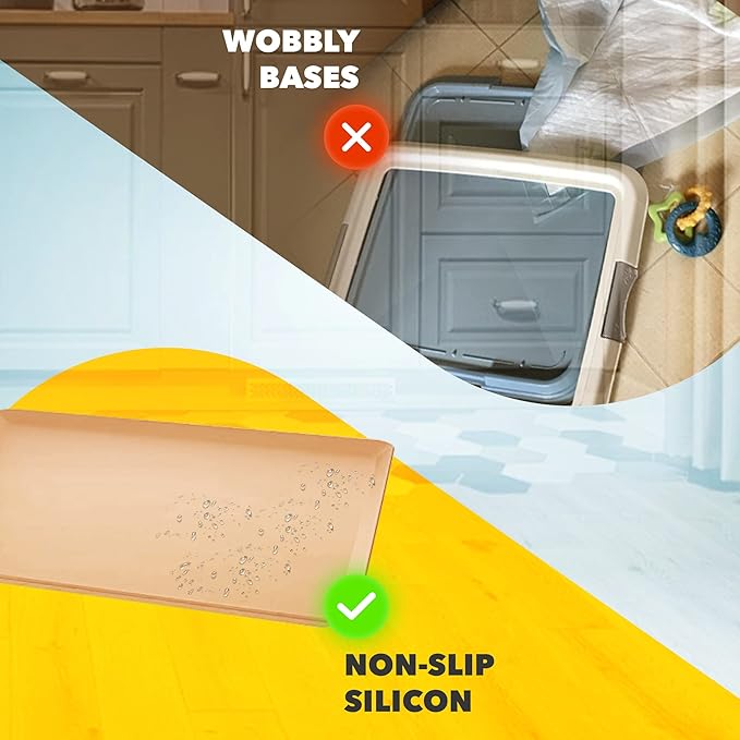 TidyFriend Dog Pee Pad Holder Tray Fits for 24” x 24” Wee Wee Pee Pads - Stable Grip, Raised Edges, Quick-Wipe Silicone Surface Dog Potty Tray Holder for Indoor Flooring Protection (Beige)