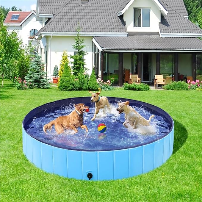 Yaheetech Foldable Dog Pet Bath Pool Hard Plastic Doggy Duck Swimming Pool Collapsible PVC Outdoor Bathing Tub Dog Pools for Large Medium Small Dogs XXXL