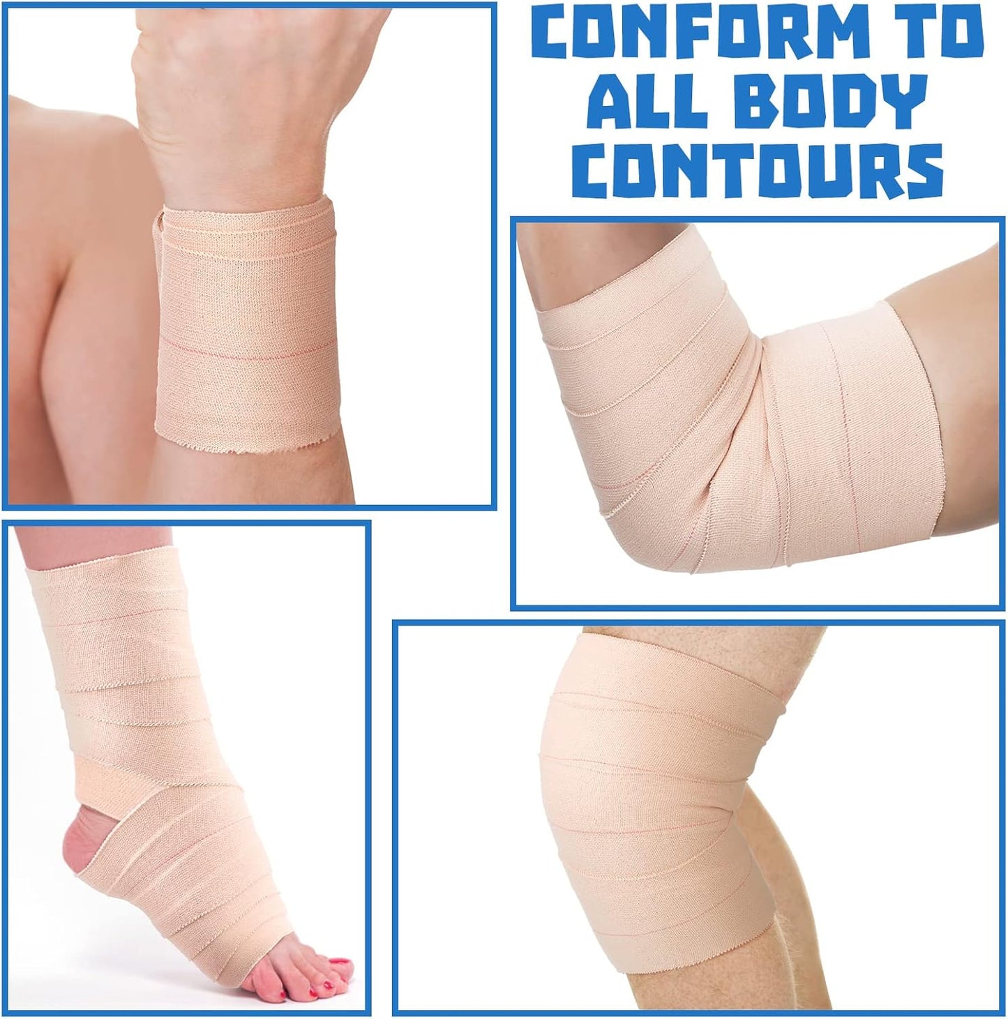 Nuanchu 16 Rolls Elastic Adhesive Bandage Tape Self Adherent Cohesive Flexible Stretch Elastic Athletic Tape for Sports Ankle Knee and Wrist, Vet Wrap for Horses Pets Cats Dogs(3 Inch x 5 Yard)