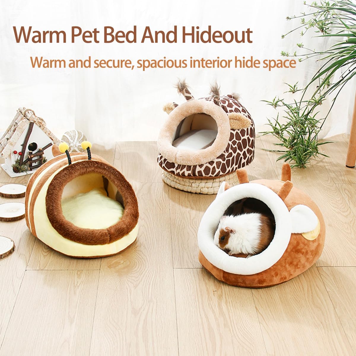 Guinea Pig Bed House & Hideout for Rat Bearded Dragon Hedgehog Ferret to Sleep and Hide, Guinea Pig Cage Accessories Habitat Décor (X-Large, 5.Wasp)