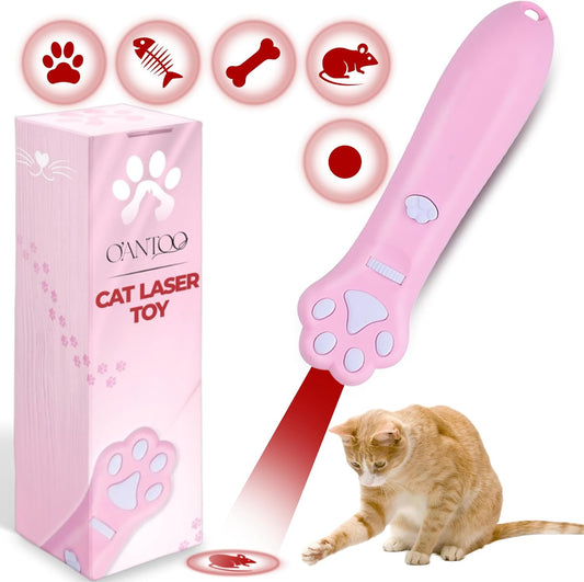 O'ANTOO Cat Toy - Dog Toy | Wall Image Projector | Indoor Interactive Cat Toy with 5 Different Designs | Ideal for Dog, Cat, Kitten, Puppy (Pink)