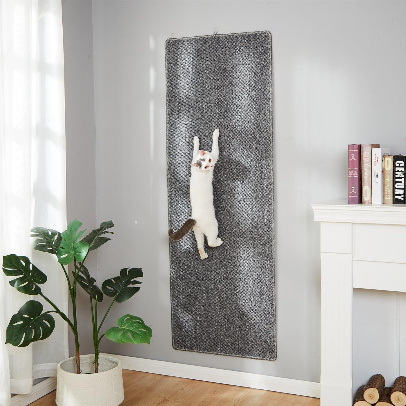 SHENGOCASE 67"x 23.6" Thickened Cat Wall Climbing Carpet, Cat Wall Furniture Scratcher, Scratching Post, Couch Sofa Protector (Grey)