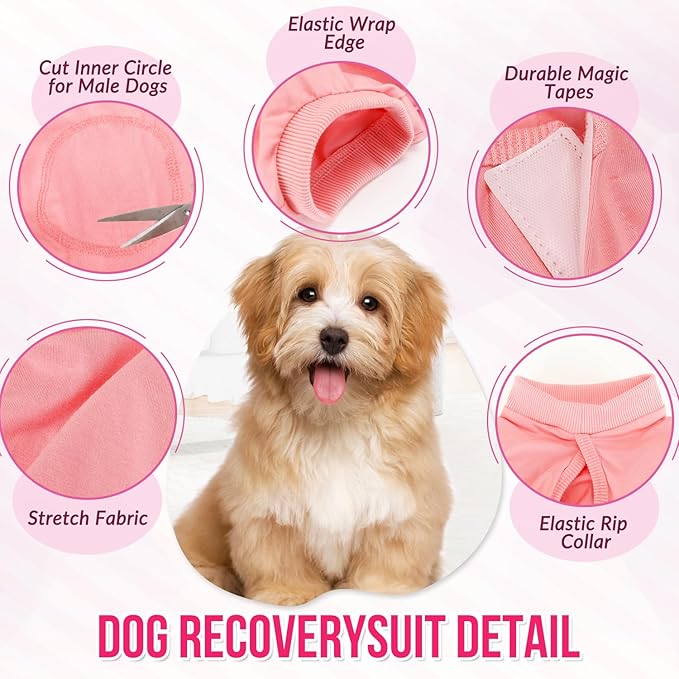 Lukovee Recovery Suit for Dogs, Onesie Surgery Recovery Suit for Female Male Dogs, Abdominal Wounds Cone E-Collar Alternative Prevent Licking Spay Recovery Suit (Peach,XXL)