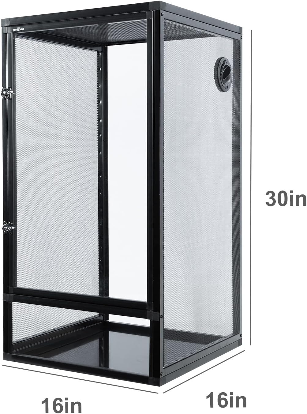 REPTI ZOO 16" x 16" x 30" Front Opening Chameleon Cage with 3-Sided Metal Mesh, 33 Gallon Screen Vertical Terrarium with Background Sticker, Tall Enclosure for Chameleon, Tree Frog, Arboreal Reptiles