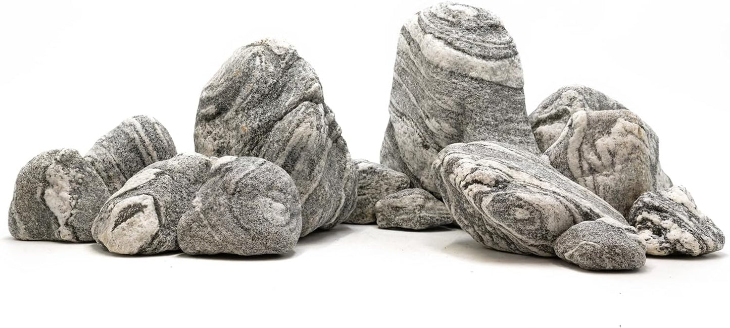 Natural Aquarium Rocks Silver Seiryu Rock Mountain Stone Decor Rocks for Aquariums and Terrariums Animal Feeding Box, Micro Landscape, Stone Landscape and Bonsai (40lb 2-10inch 12-14Pcs)