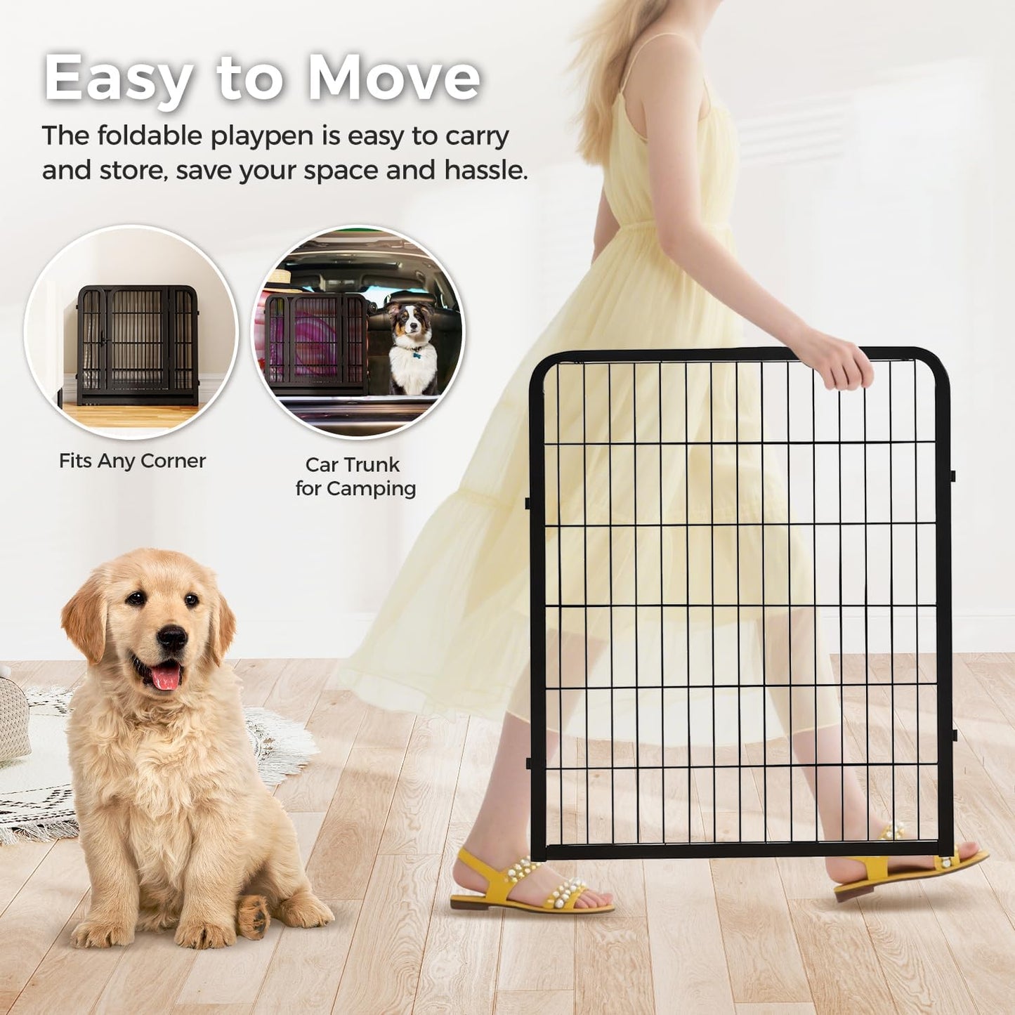 32 Inch Dog Playpen - 16 Panels Metal Pet Exercise Pen for Small-Medium Dogs, Indoor/Outdoor Dog Fence for Yard, Garden, Camping & RV Travel