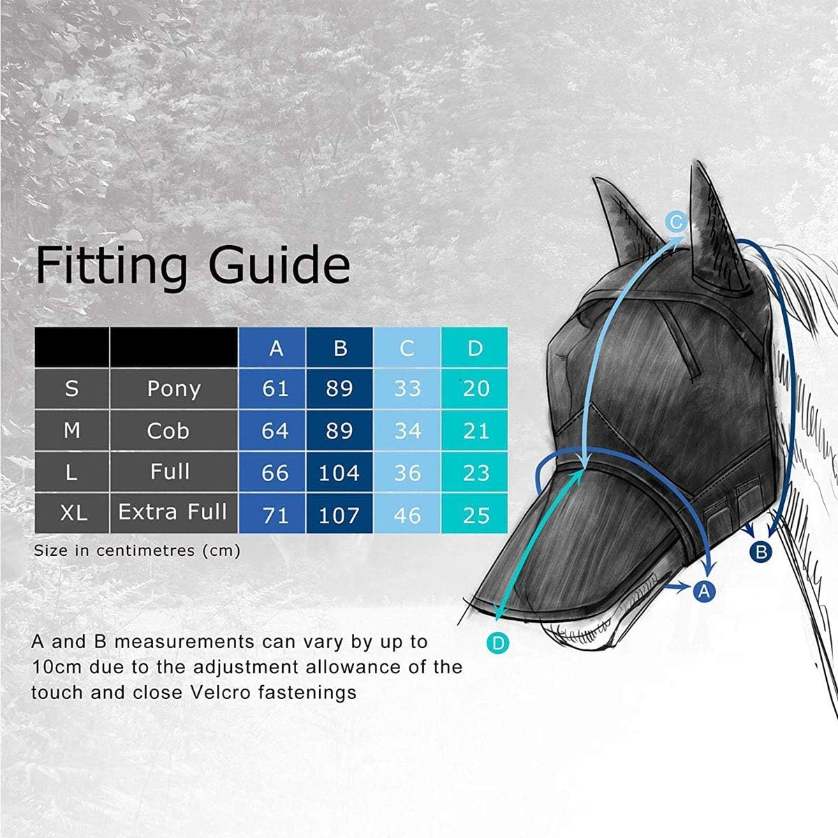 Harrison Howard CareMaster Horse Fly Mask Half Face with Ears Black/Silver Retro Small Pony