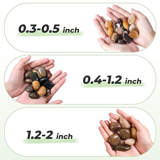 SIDONG 5 lbs Mixed River Rocks, 1.2-2 Inches Highly Polished Pebbles for Indoor Plants, Aquarium Rocks Used in Fish Tank, Decorative Stones for Plants, Vases, Home Décor, Crafting, Garden Landscaping